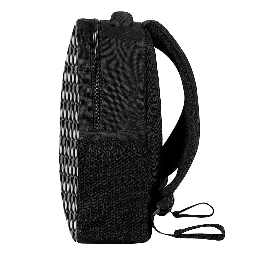 Black Vinyl Record Pattern Print Casual Backpack