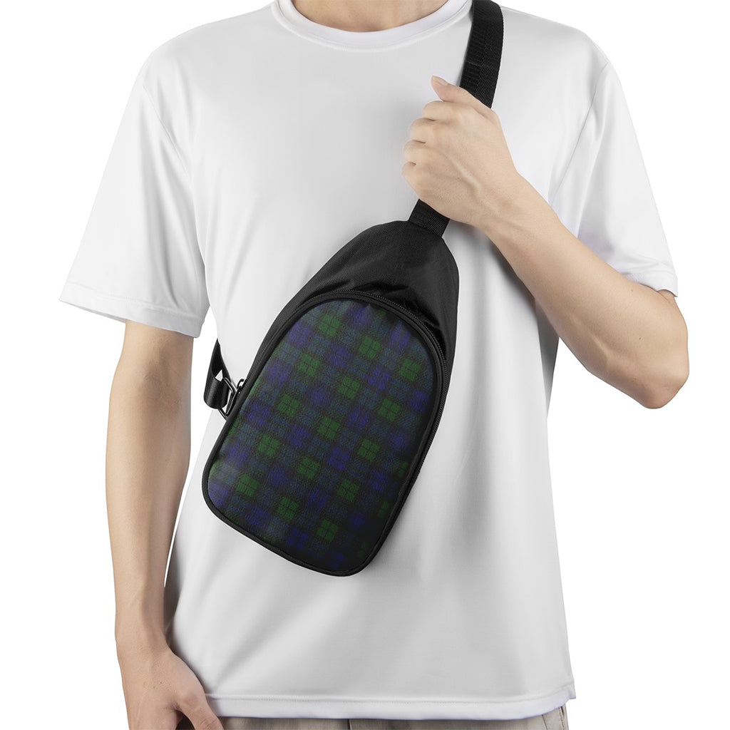 Black Watch Tartan Pattern Print Chest Bag