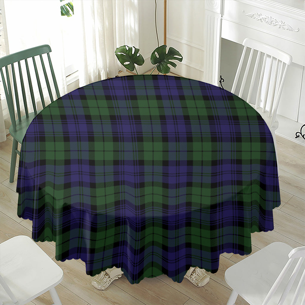 Black Watch Tartan Pattern Print Waterproof Round Tablecloth
