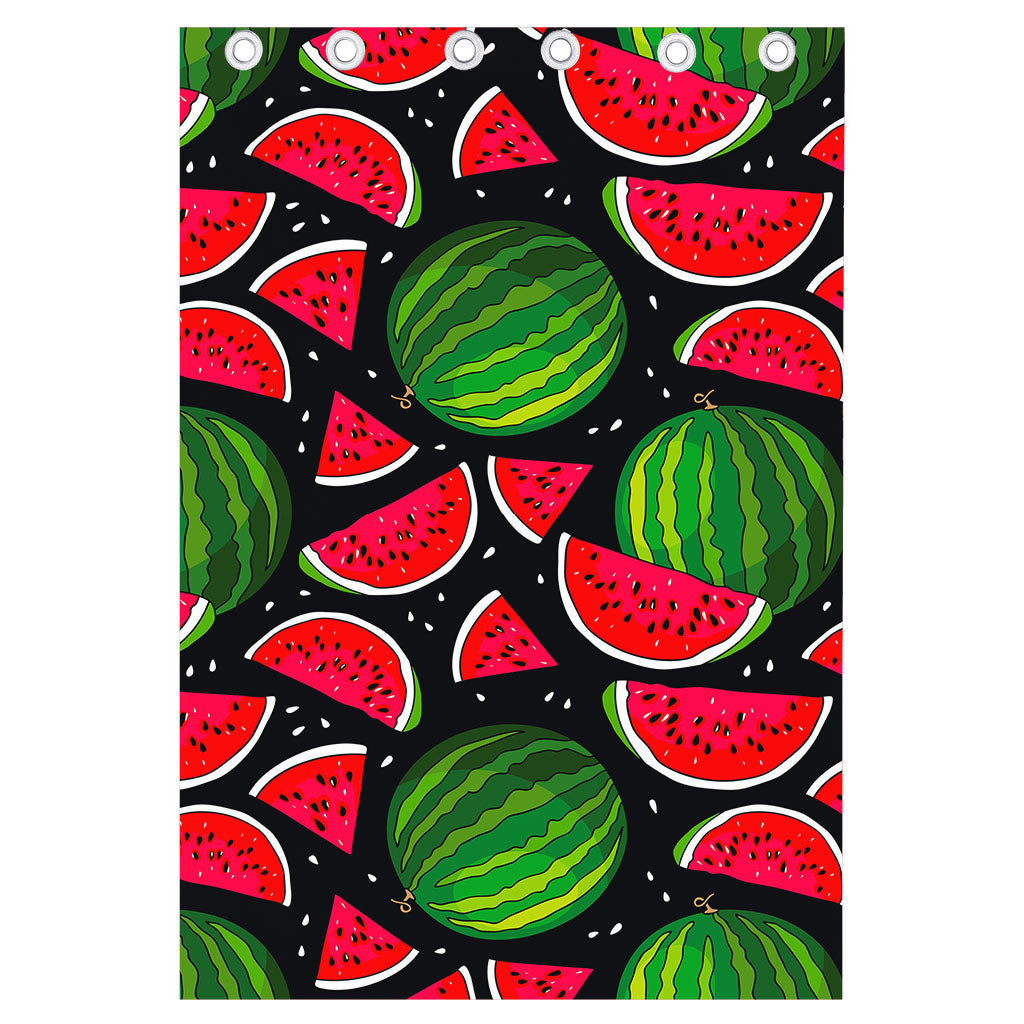 Black Watermelon Pieces Pattern Print Curtain