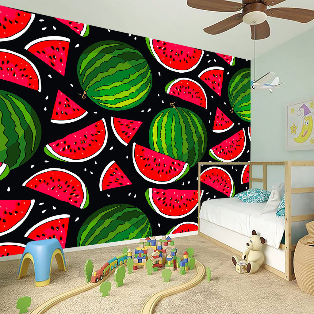 Black Watermelon Pieces Pattern Print Wall Sticker