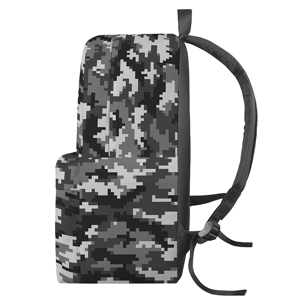 Black White And Grey Digital Camo Print Backpack