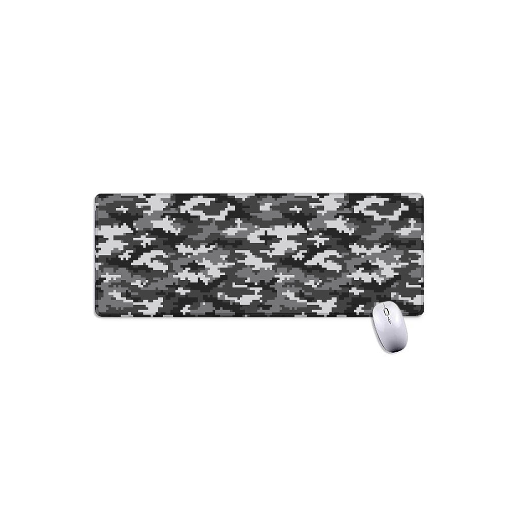 Black White And Grey Digital Camo Print Extended Mouse Pad