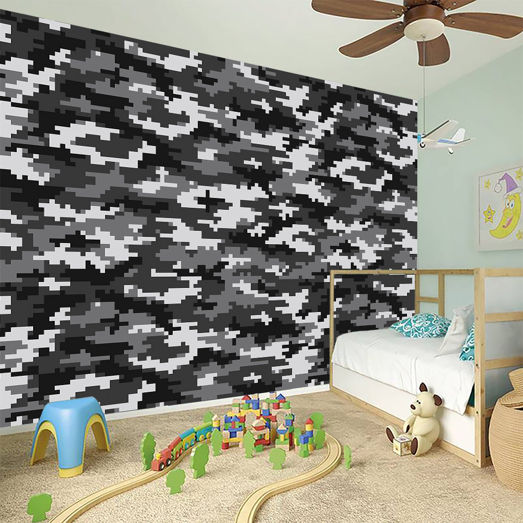 Black White And Grey Digital Camo Print Wall Sticker