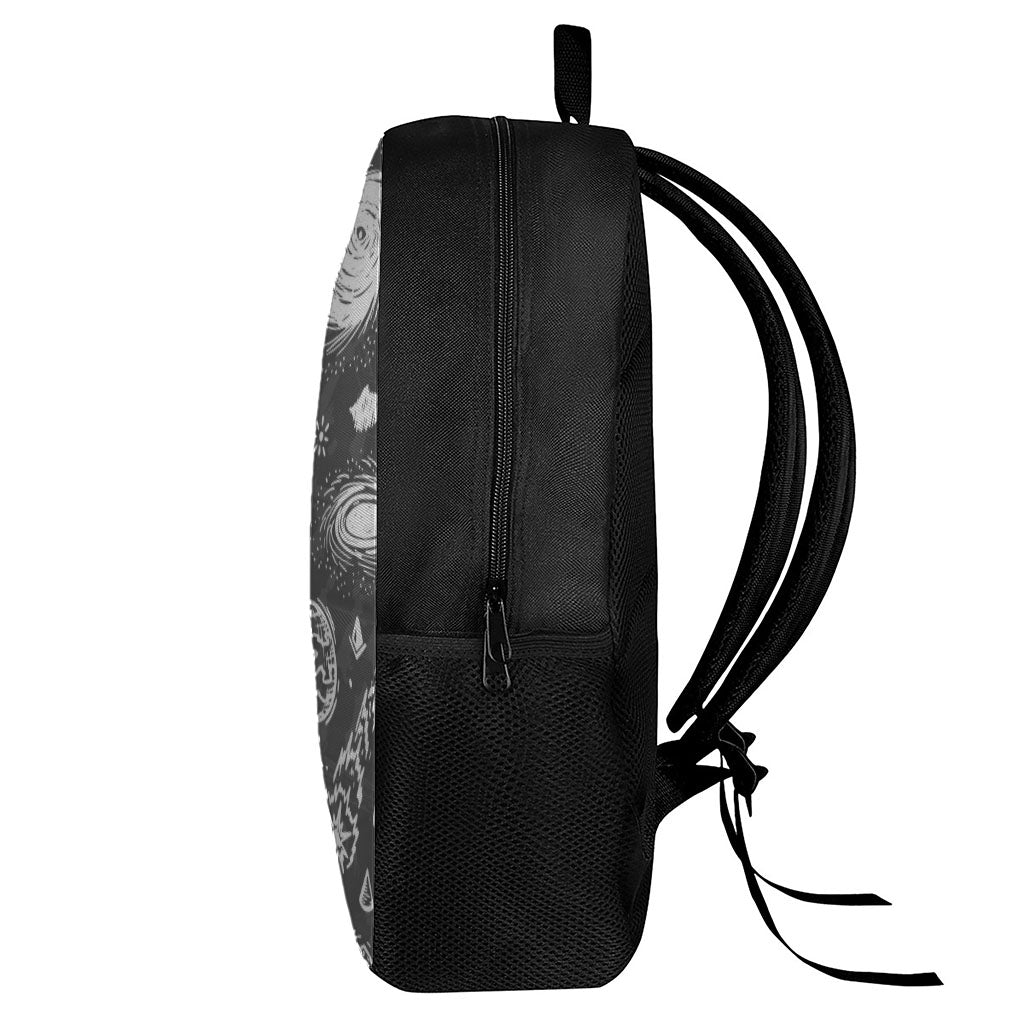 Black White Galaxy Outer Space Print 17 Inch Backpack