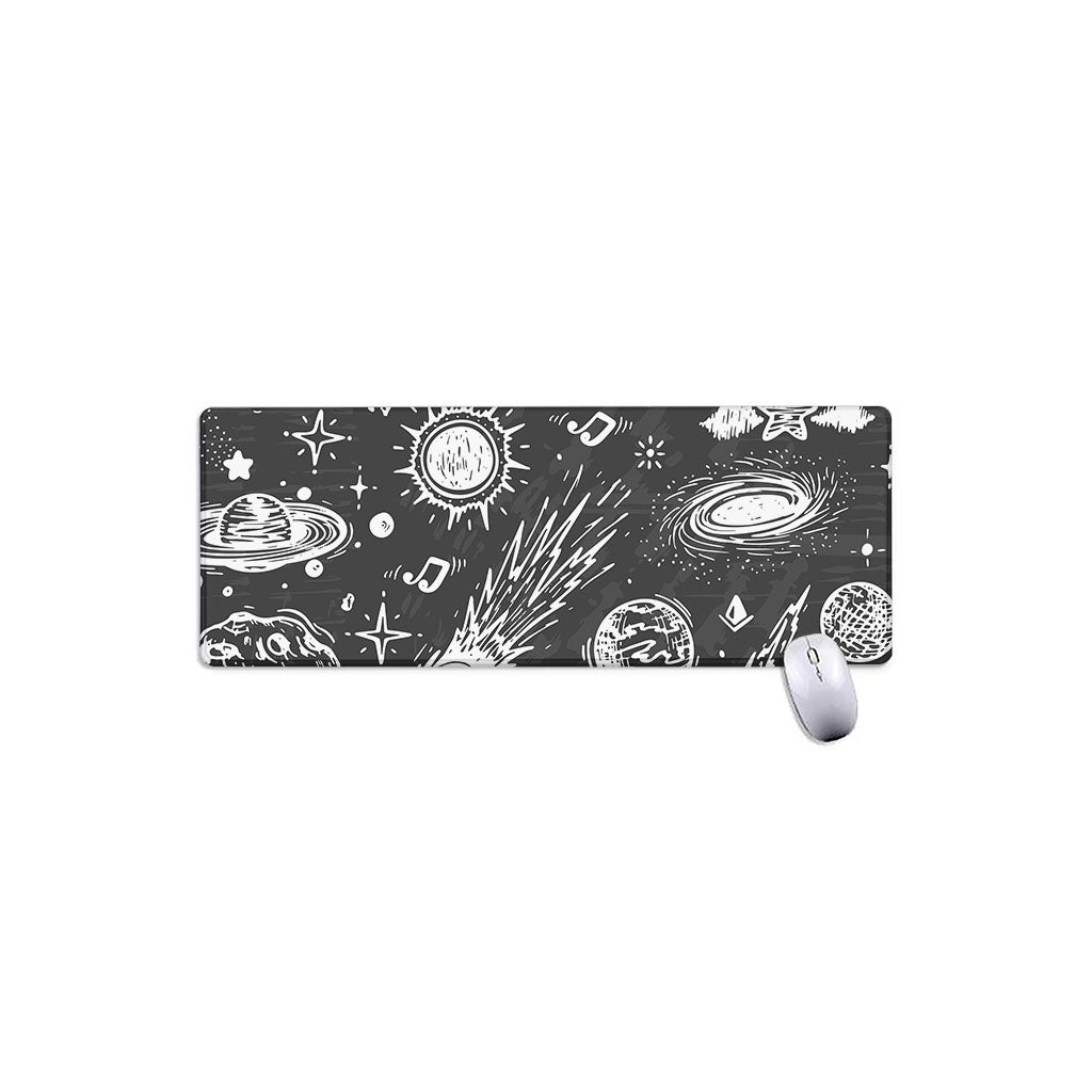 Black White Galaxy Outer Space Print Extended Mouse Pad