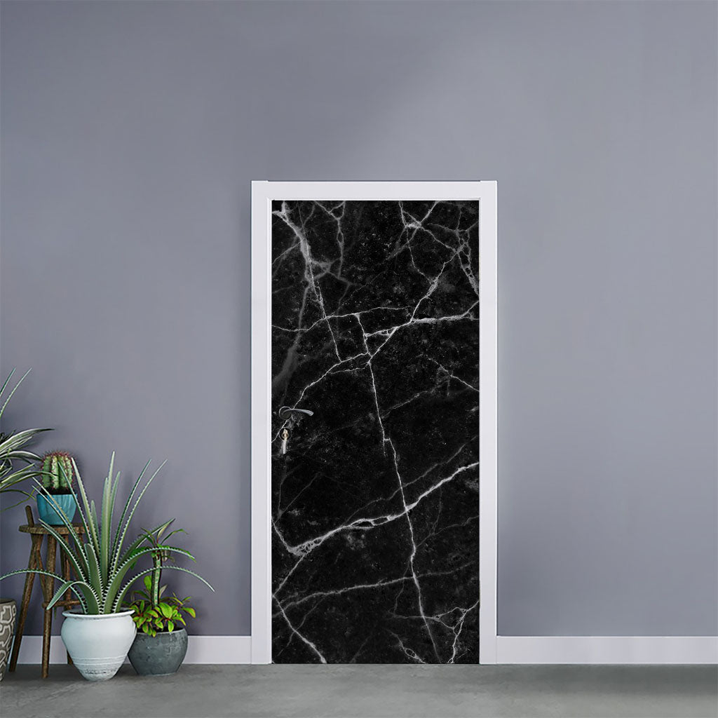 Black White Grunge Marble Print Door Sticker