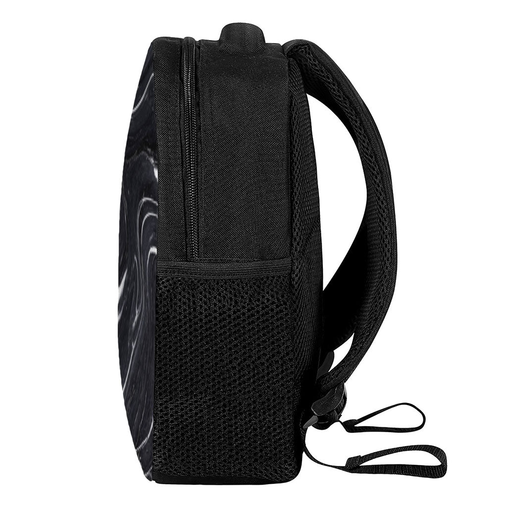 Black White Liquid Marble Print Casual Backpack