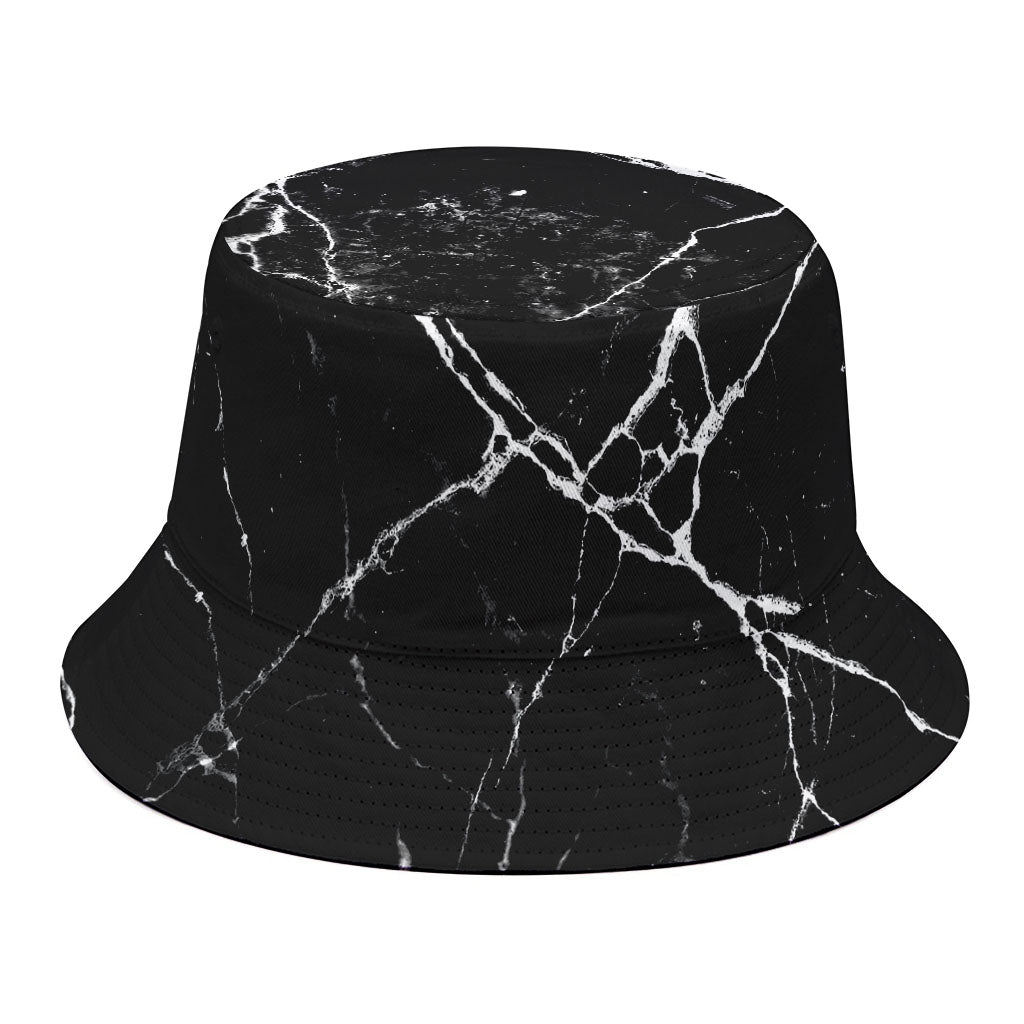 Black White Natural Marble Print Bucket Hat