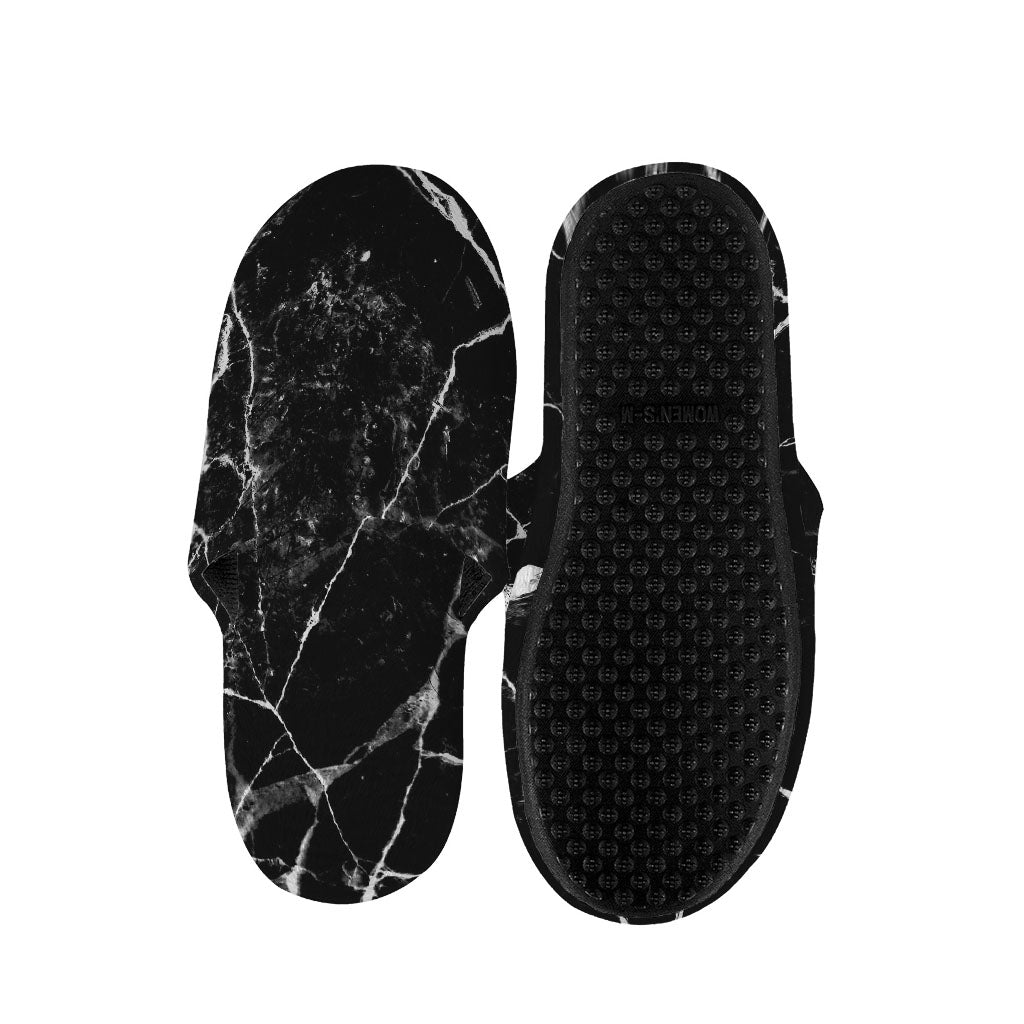 Black White Natural Marble Print Slippers