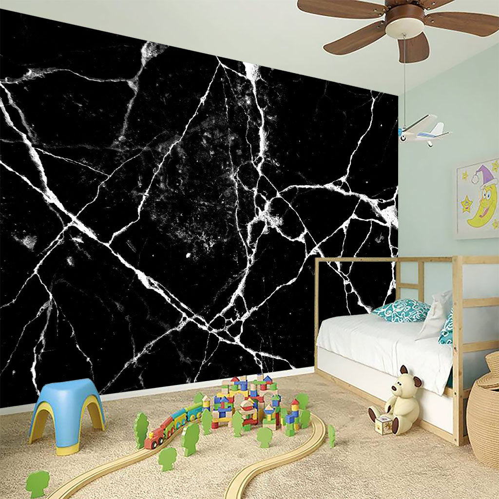 Black White Natural Marble Print Wall Sticker