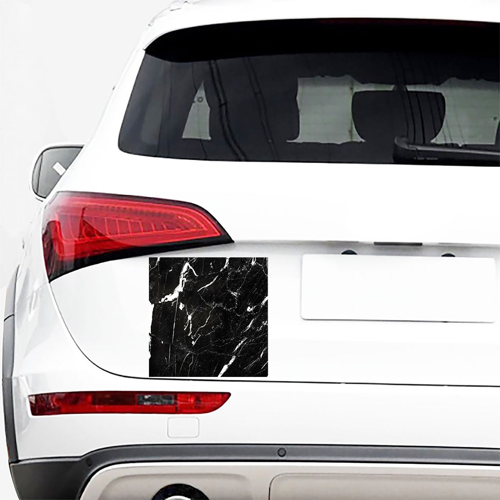 Black White Scratch Marble Print Car Sticker