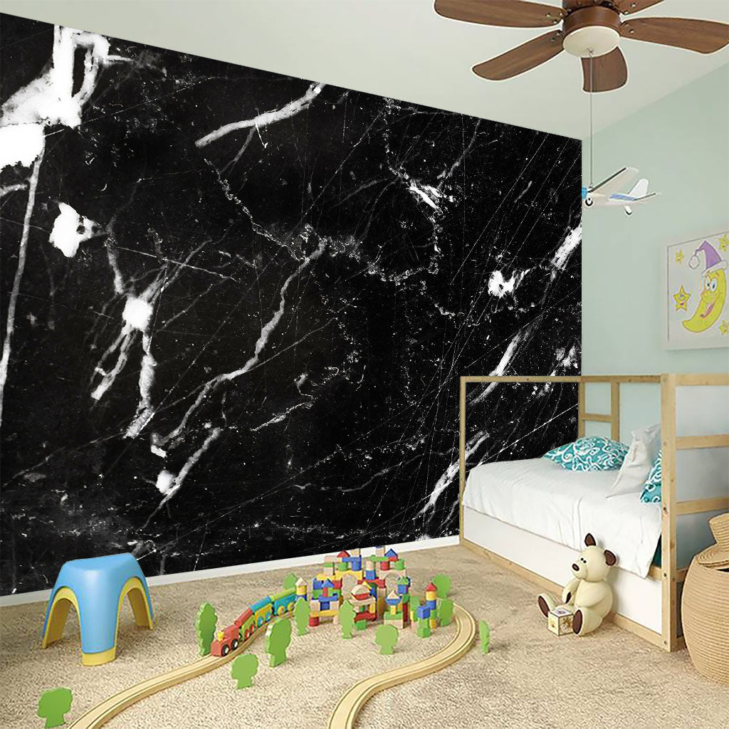 Black White Scratch Marble Print Wall Sticker