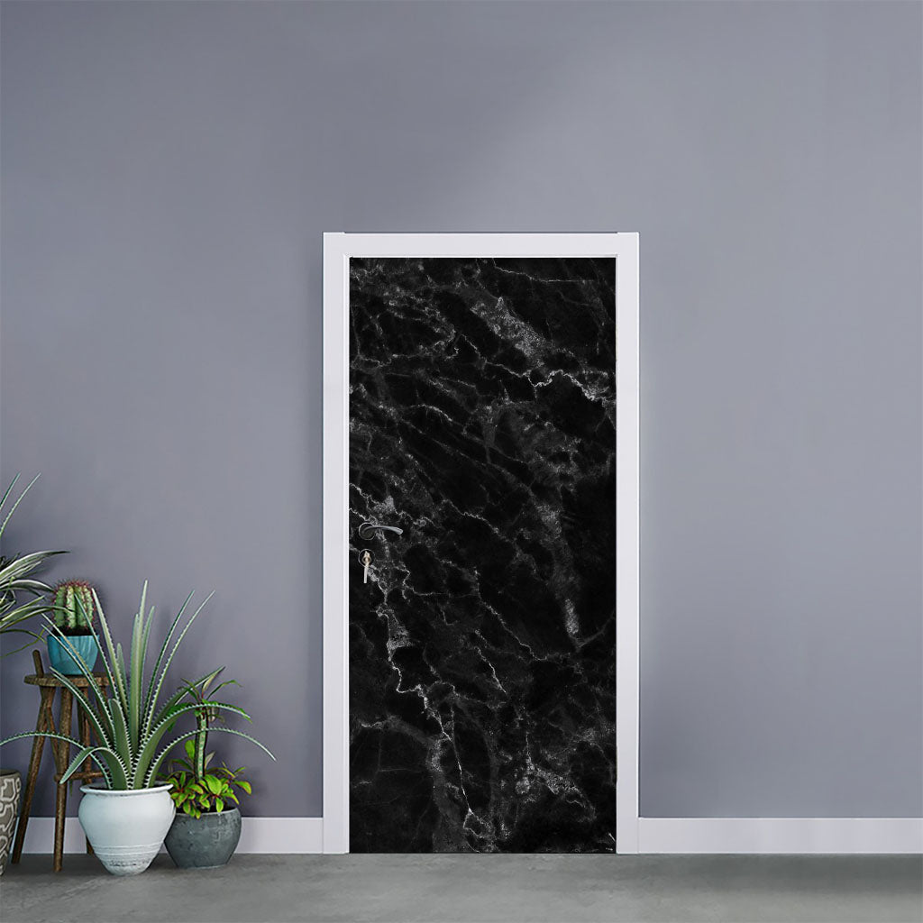 Black White Smoke Marble Print Door Sticker