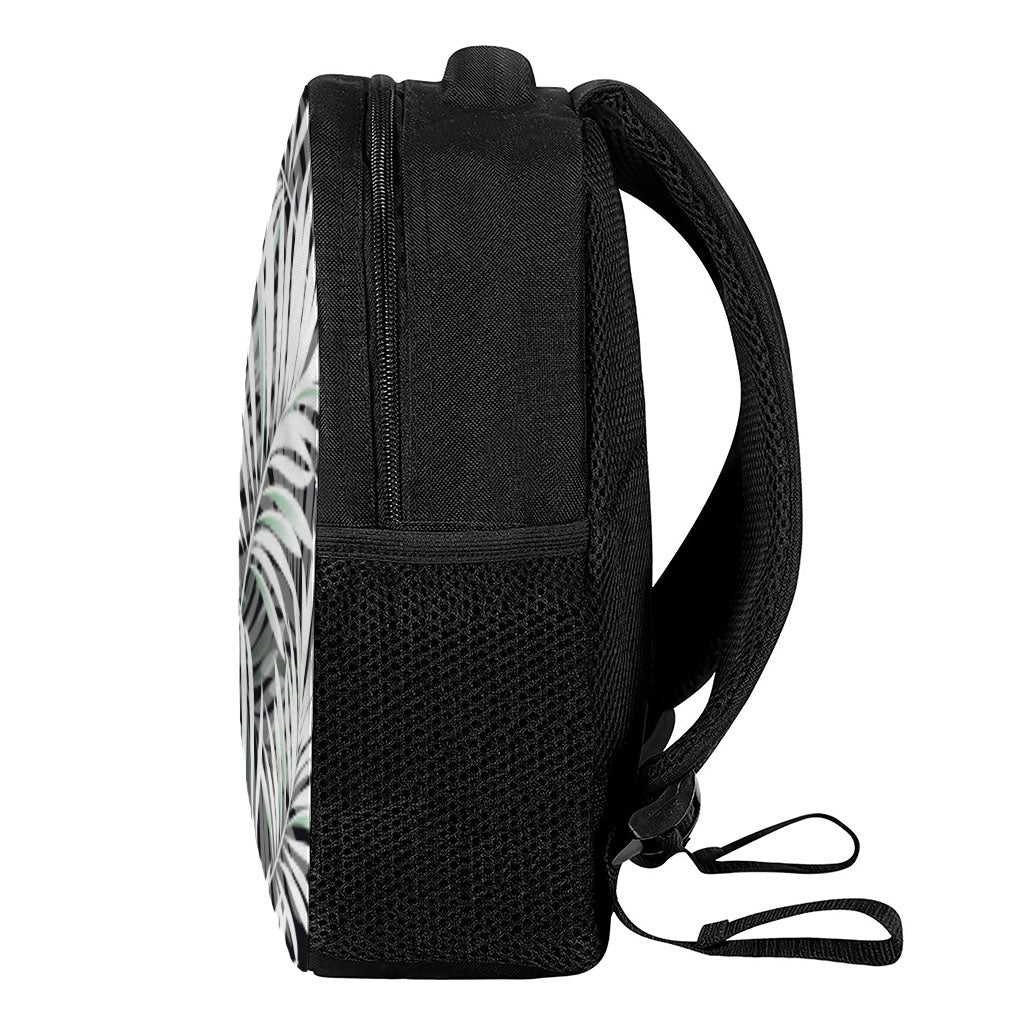 Black White Tropical Leaf Pattern Print Casual Backpack