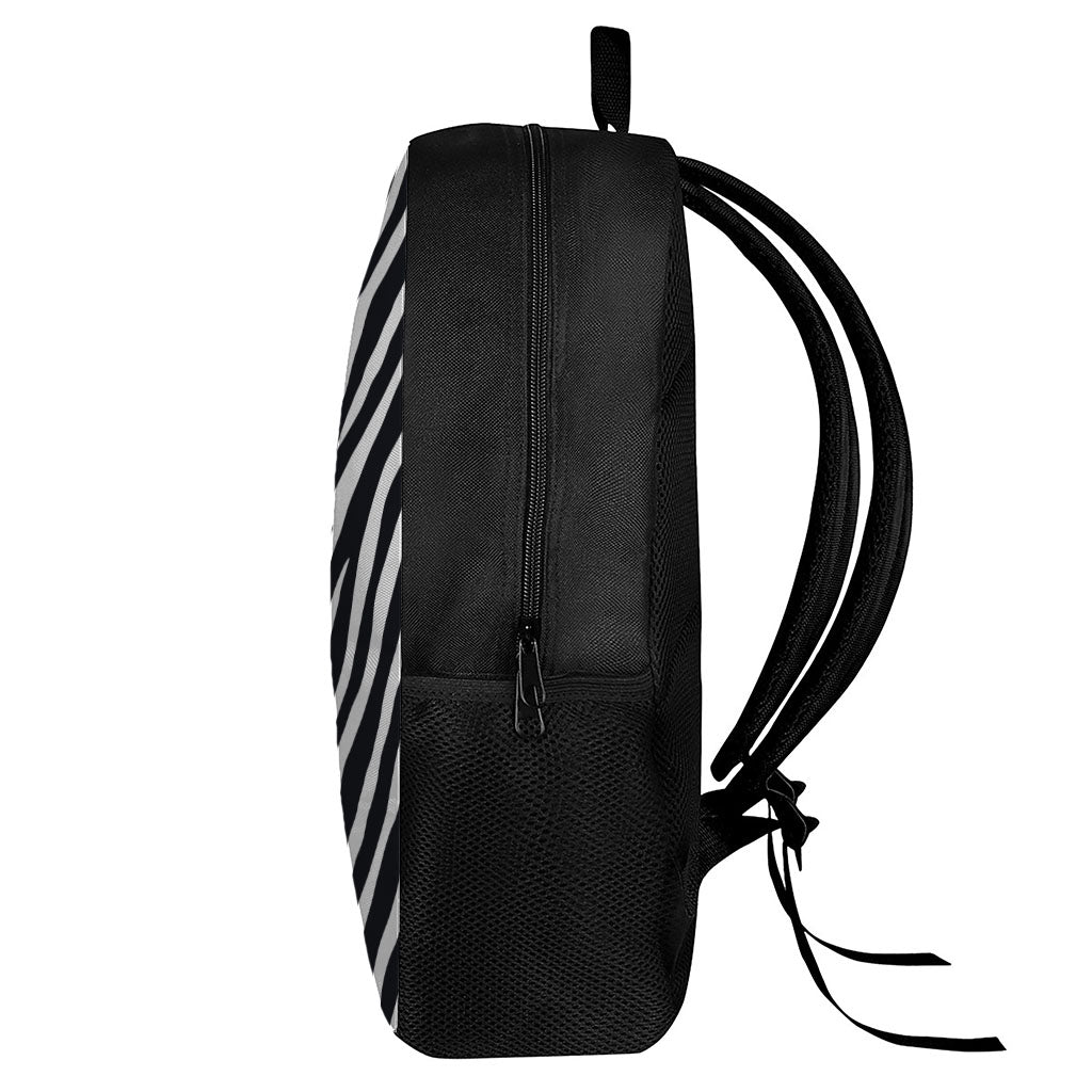 Black White Zebra Pattern Print 17 Inch Backpack