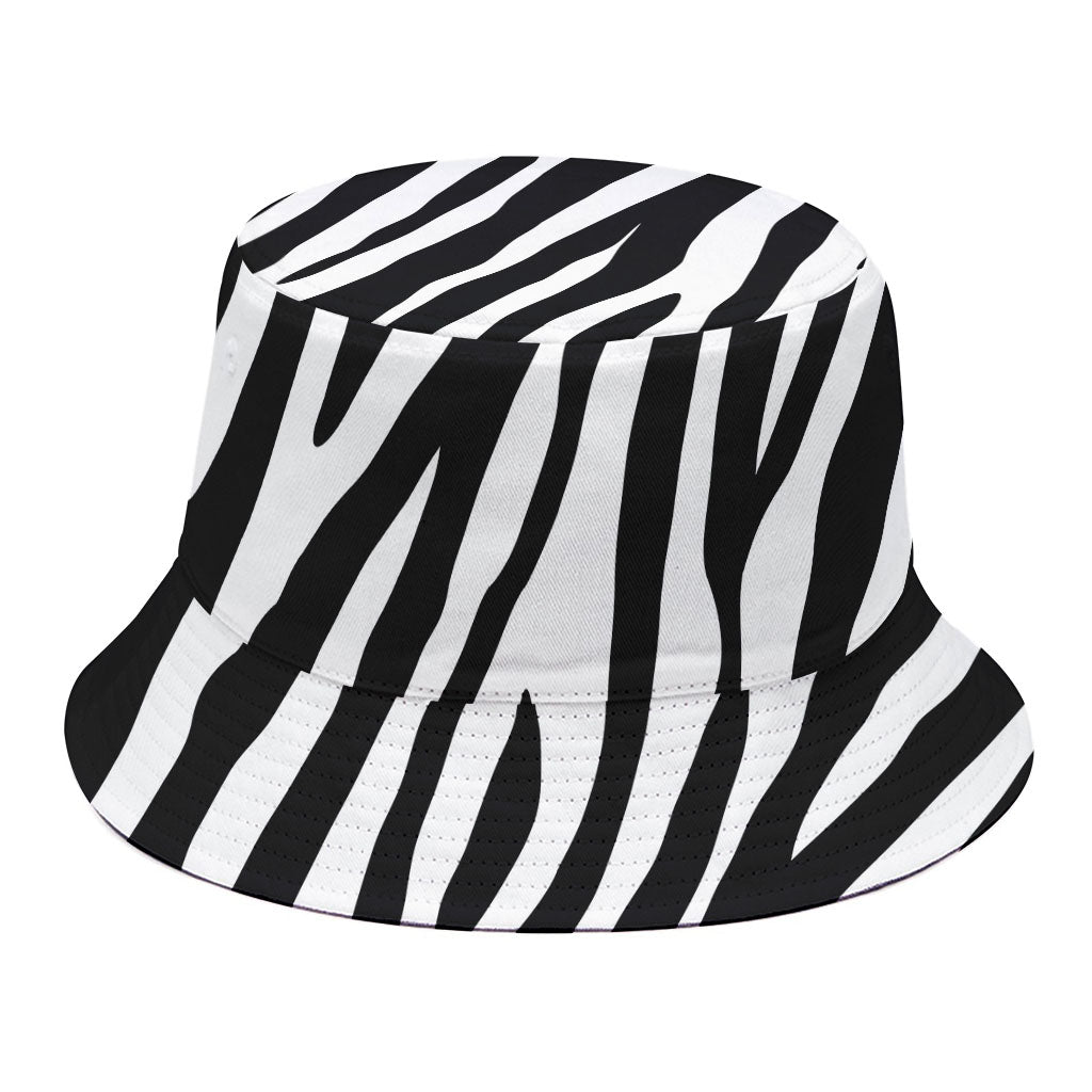 Black White Zebra Pattern Print Bucket Hat
