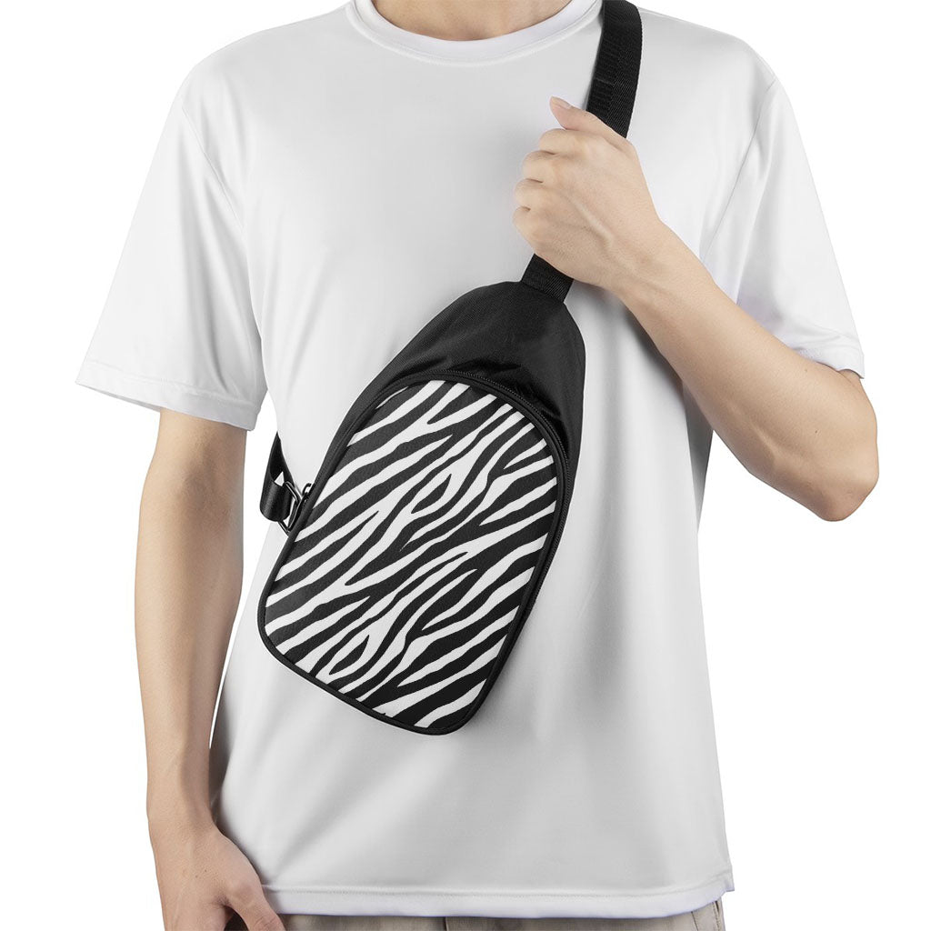 Black White Zebra Pattern Print Chest Bag