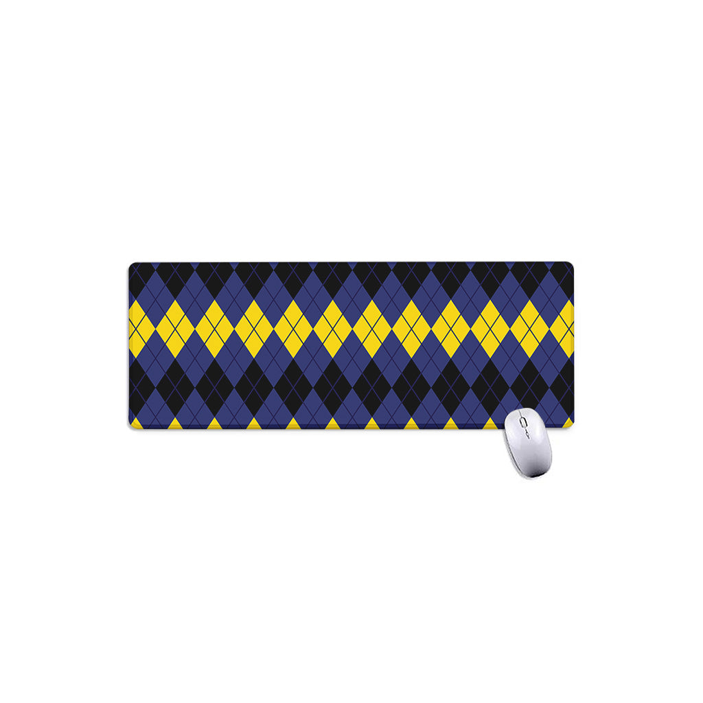 Black Yellow And Blue Argyle Print Extended Mouse Pad