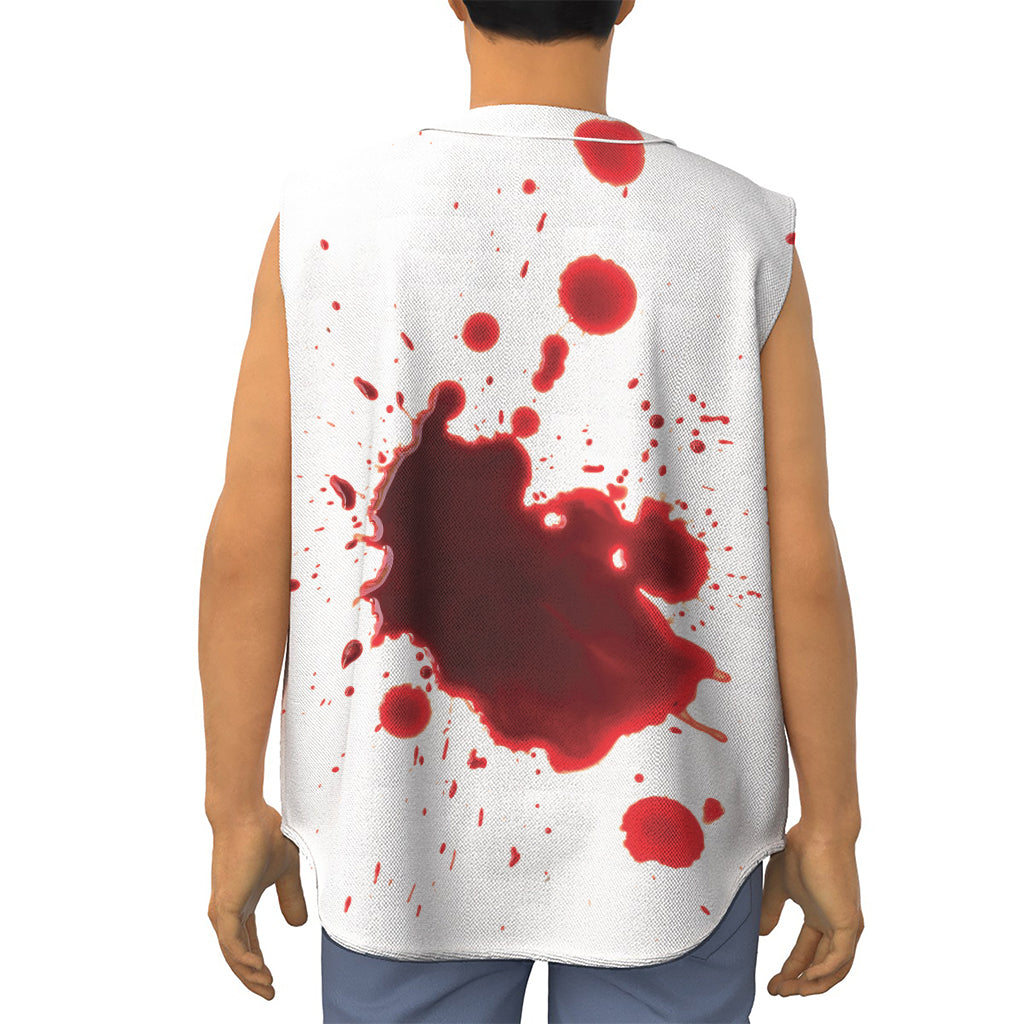 Blood Splashed Print Sleeveless Baseball Jersey
