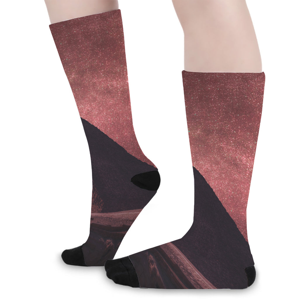 Bloody Moon Pyramid Print Long Socks