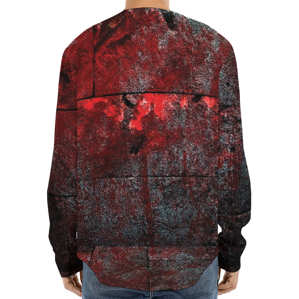 Bloody Room Print Long Sleeve Baseball Jersey
