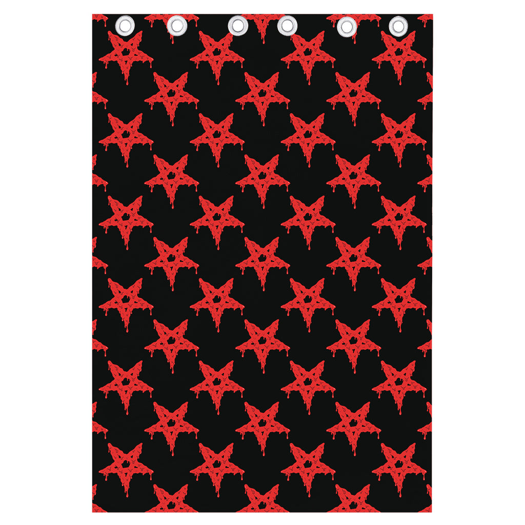Bloody Satanic Pentagram Pattern Print Curtain