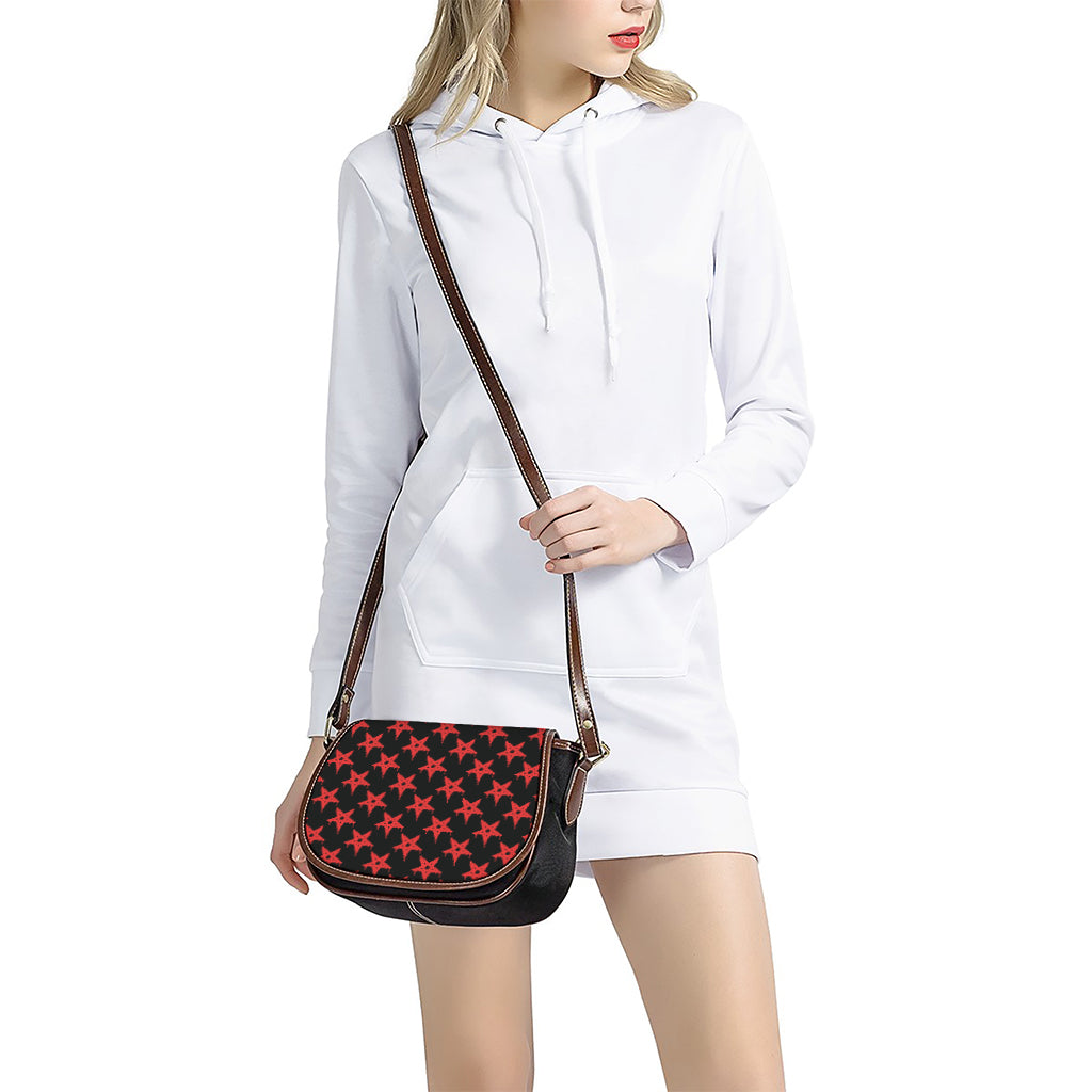 Bloody Satanic Pentagram Pattern Print Saddle Bag
