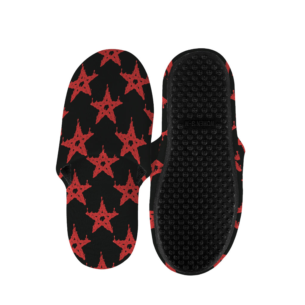 Bloody Satanic Pentagram Pattern Print Slippers