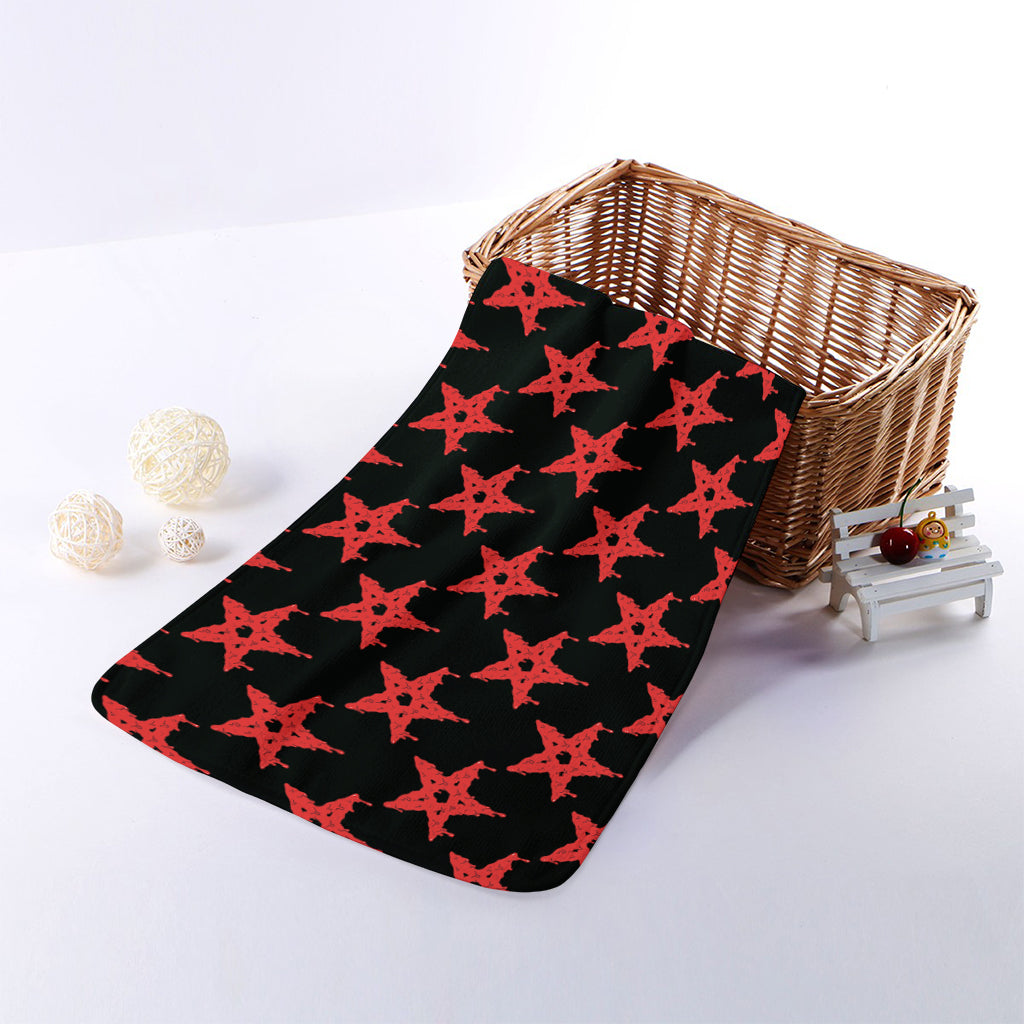 Bloody Satanic Pentagram Pattern Print Towel