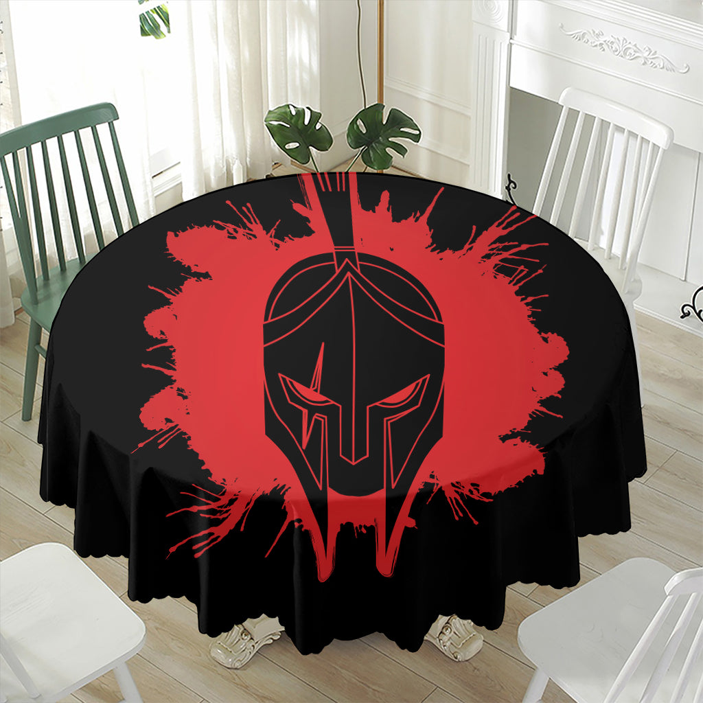 Bloody Spartan Warrior Print Waterproof Round Tablecloth