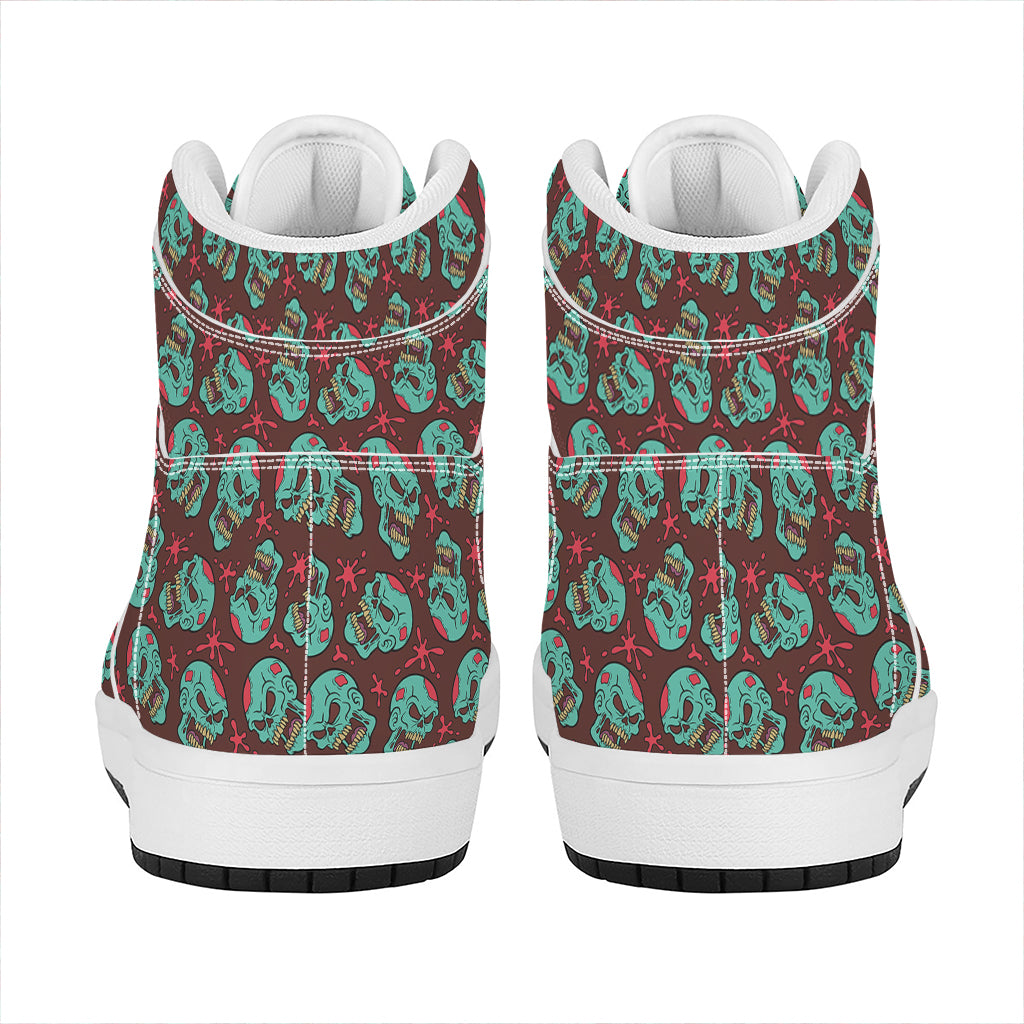 Bloody Zombie Pattern Print High Top Leather Sneakers