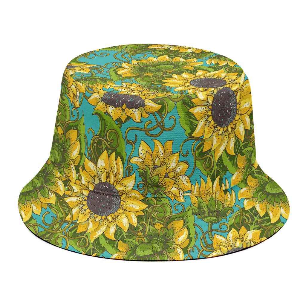 Blooming Sunflower Pattern Print Bucket Hat