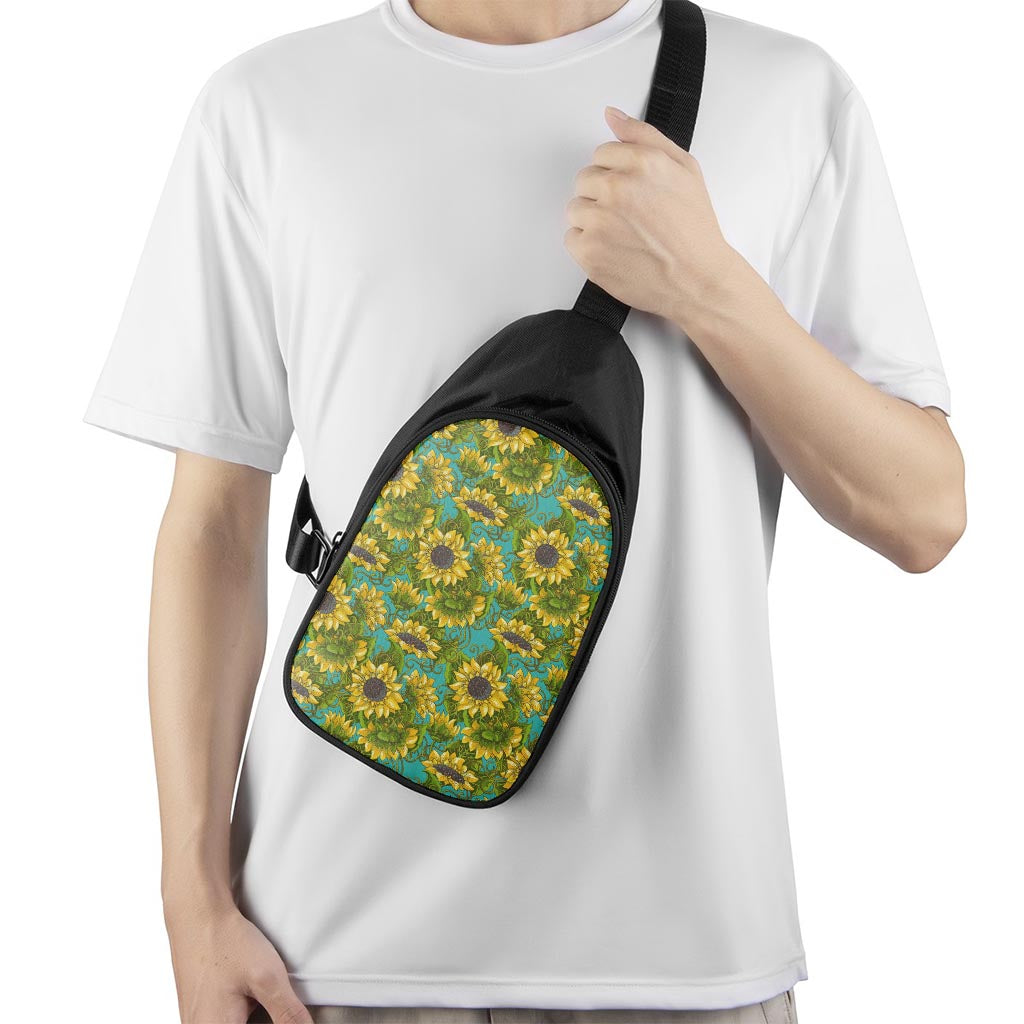Blooming Sunflower Pattern Print Chest Bag