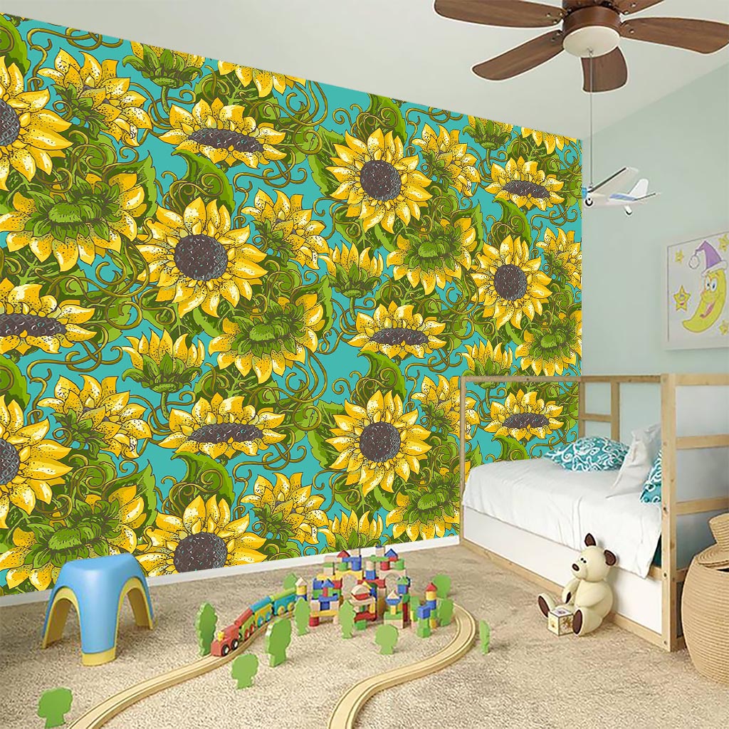 Blooming Sunflower Pattern Print Wall Sticker