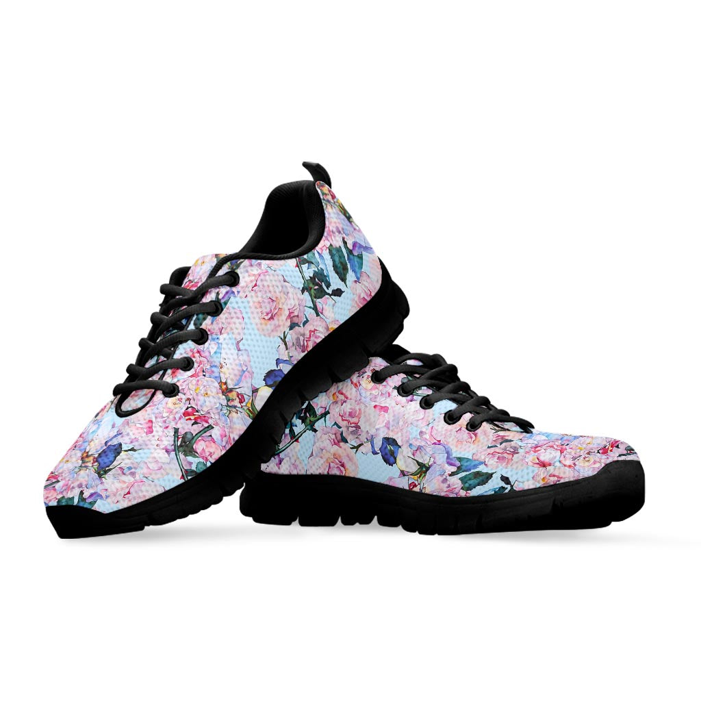 Blossom Floral Flower Pattern Print Black Running Shoes