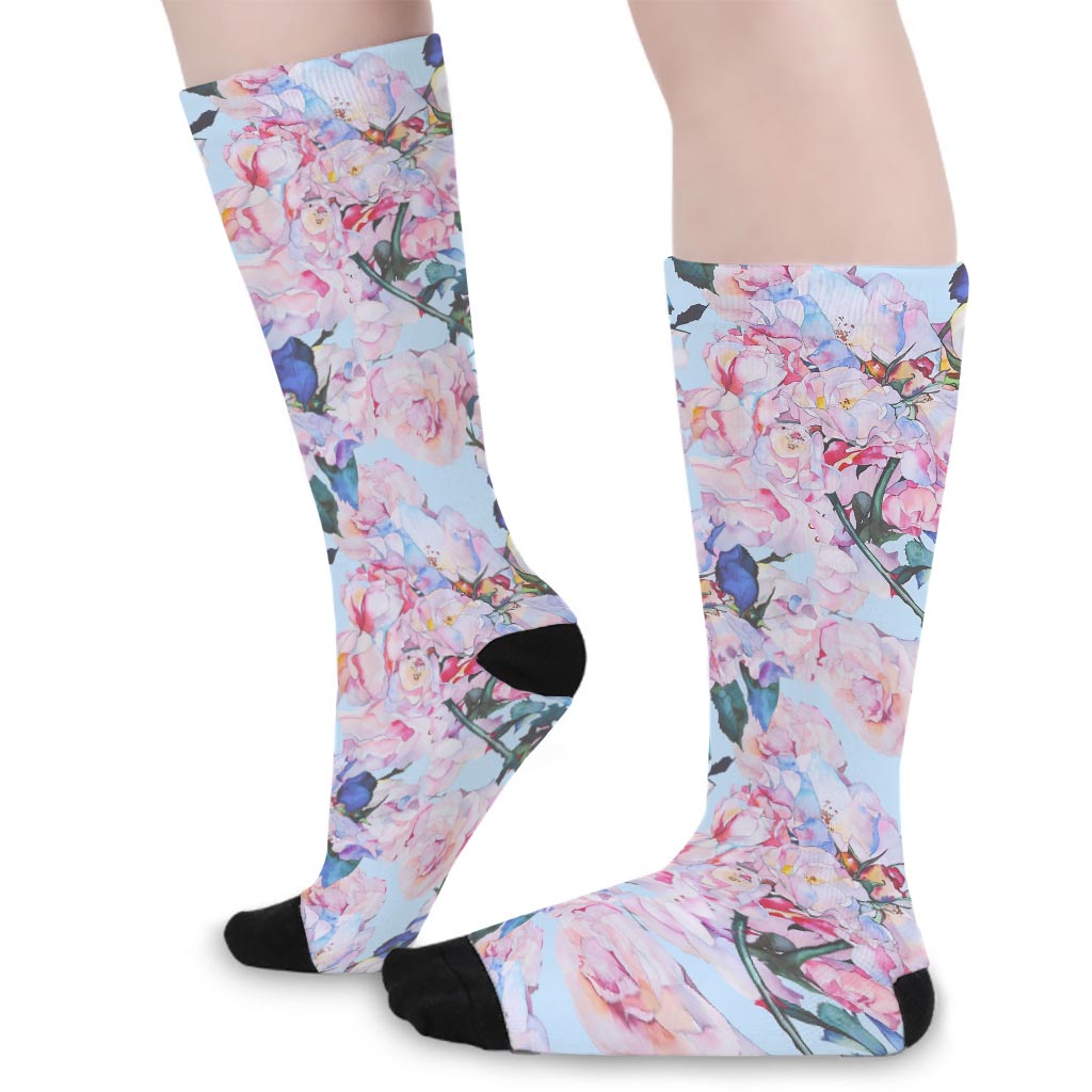 Blossom Floral Flower Pattern Print Long Socks