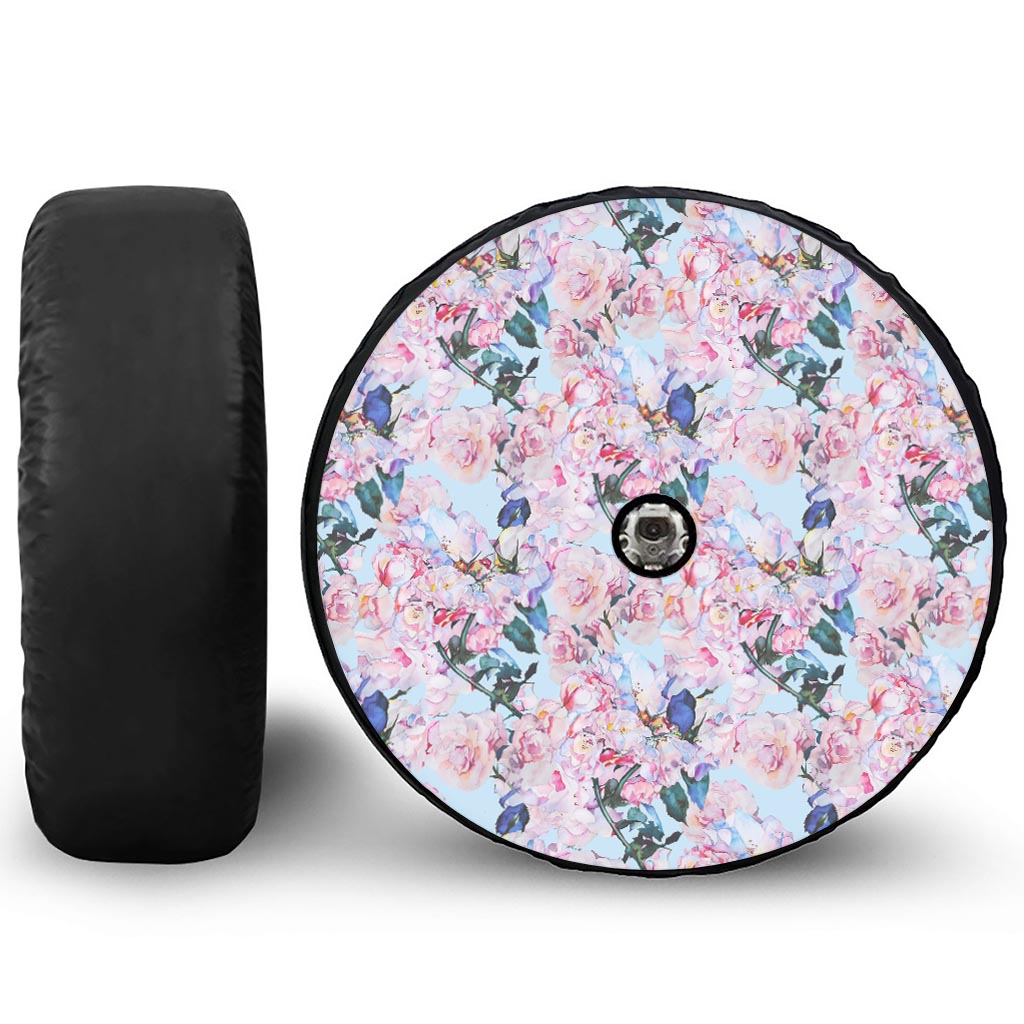 Blossom Floral Flower Pattern Print Tire Cover With Camera Hole