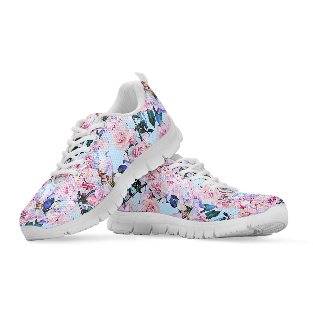 Blossom Floral Flower Pattern Print White Running Shoes