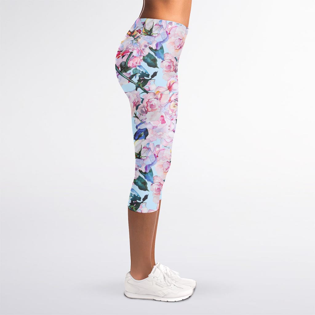 Blossom Floral Flower Pattern Print Women's Capri Leggings