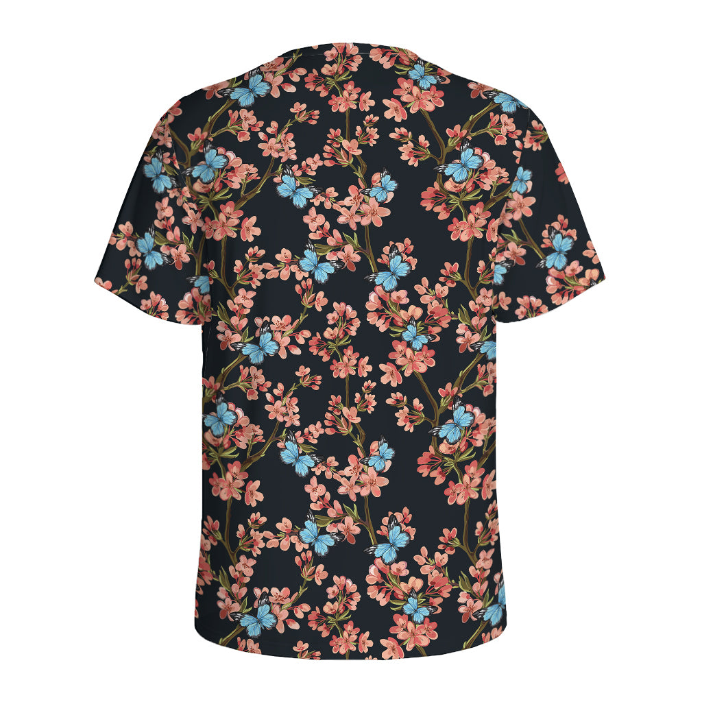 Blossom Flower Butterfly Print Men's Sports T-Shirt