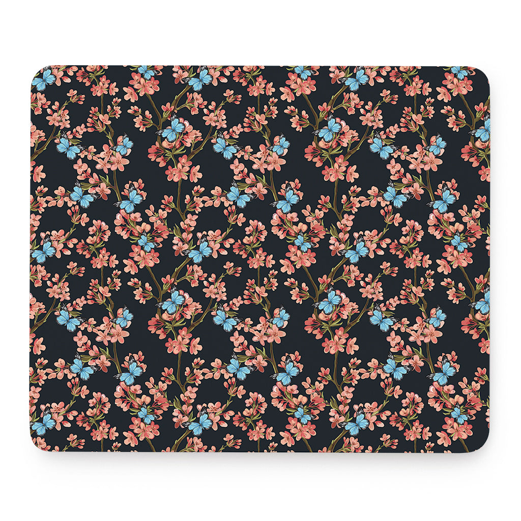 Blossom Flower Butterfly Print Mouse Pad