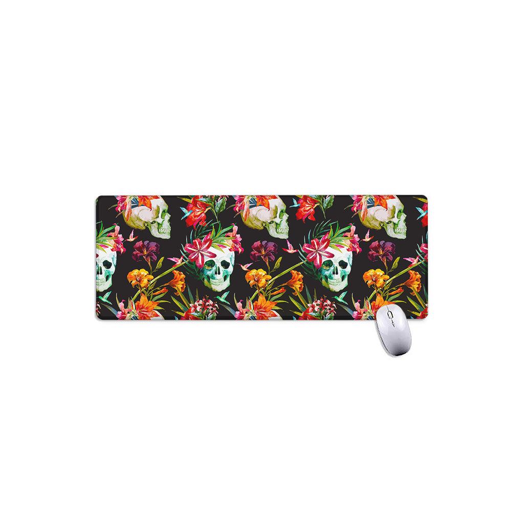Blossom Flowers Skull Pattern Print Extended Mouse Pad