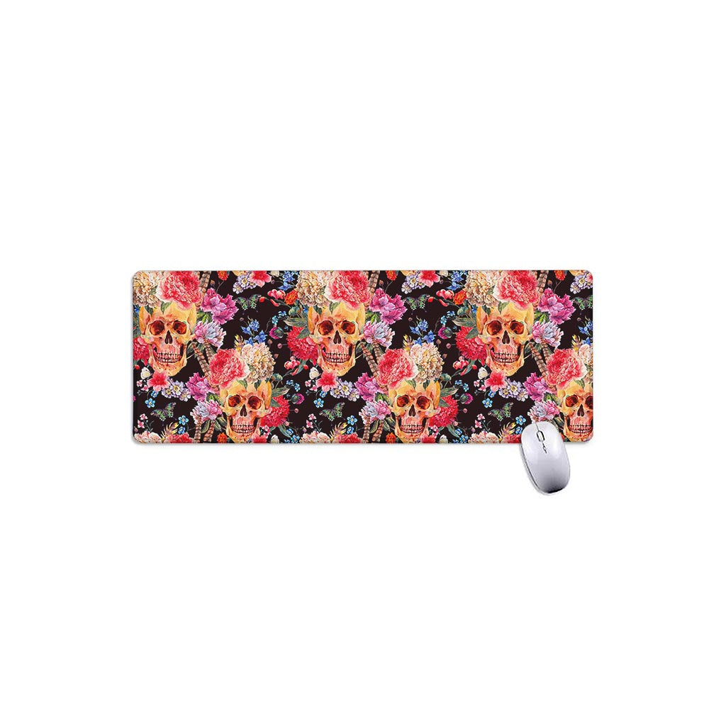 Blossom Peony Skull Pattern Print Extended Mouse Pad