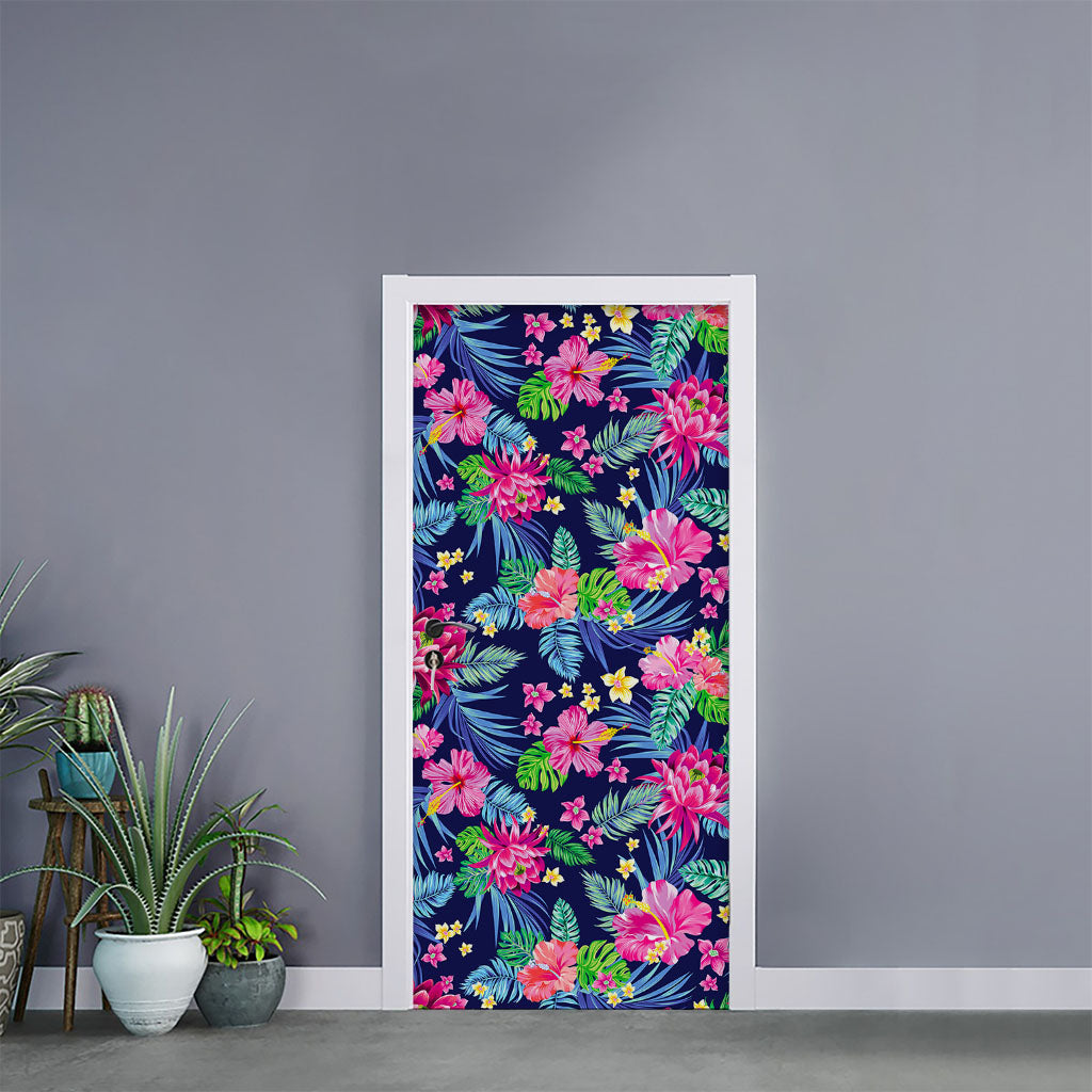 Blossom Tropical Flower Pattern Print Door Sticker