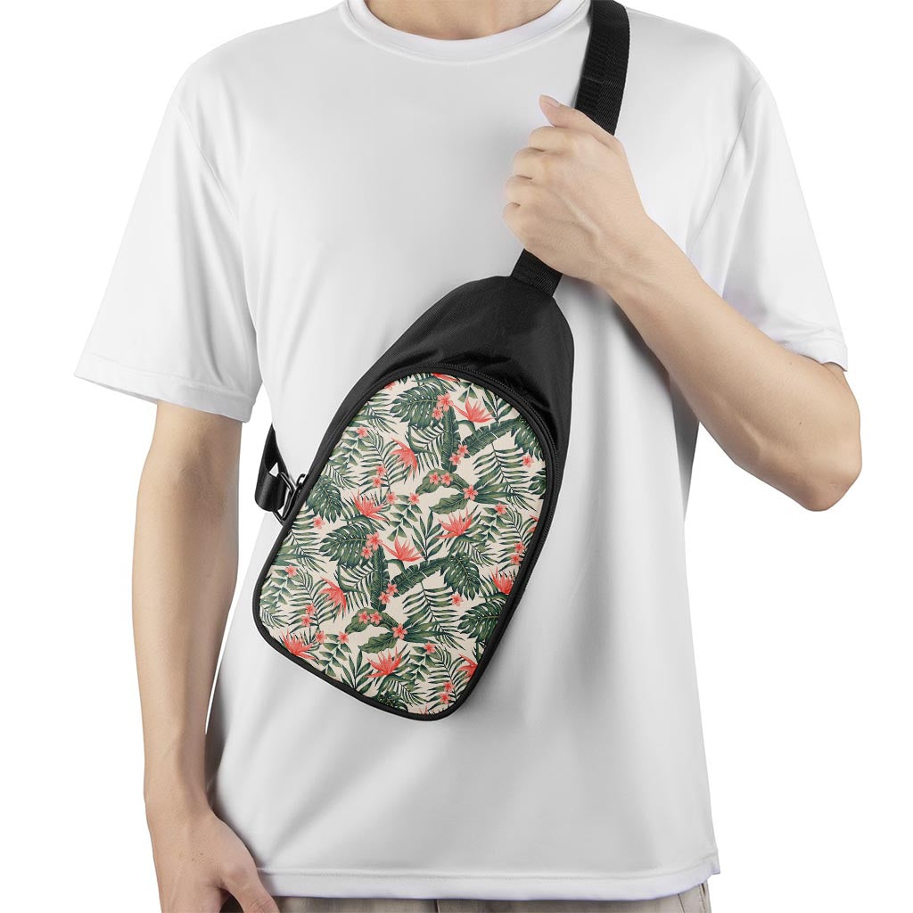 Blossom Tropical Leaves Pattern Print Chest Bag