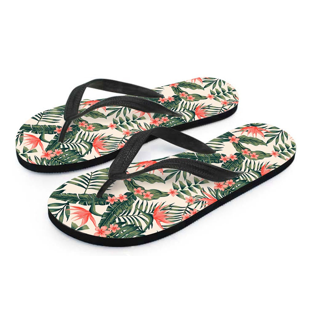 Blossom Tropical Leaves Pattern Print Flip Flops