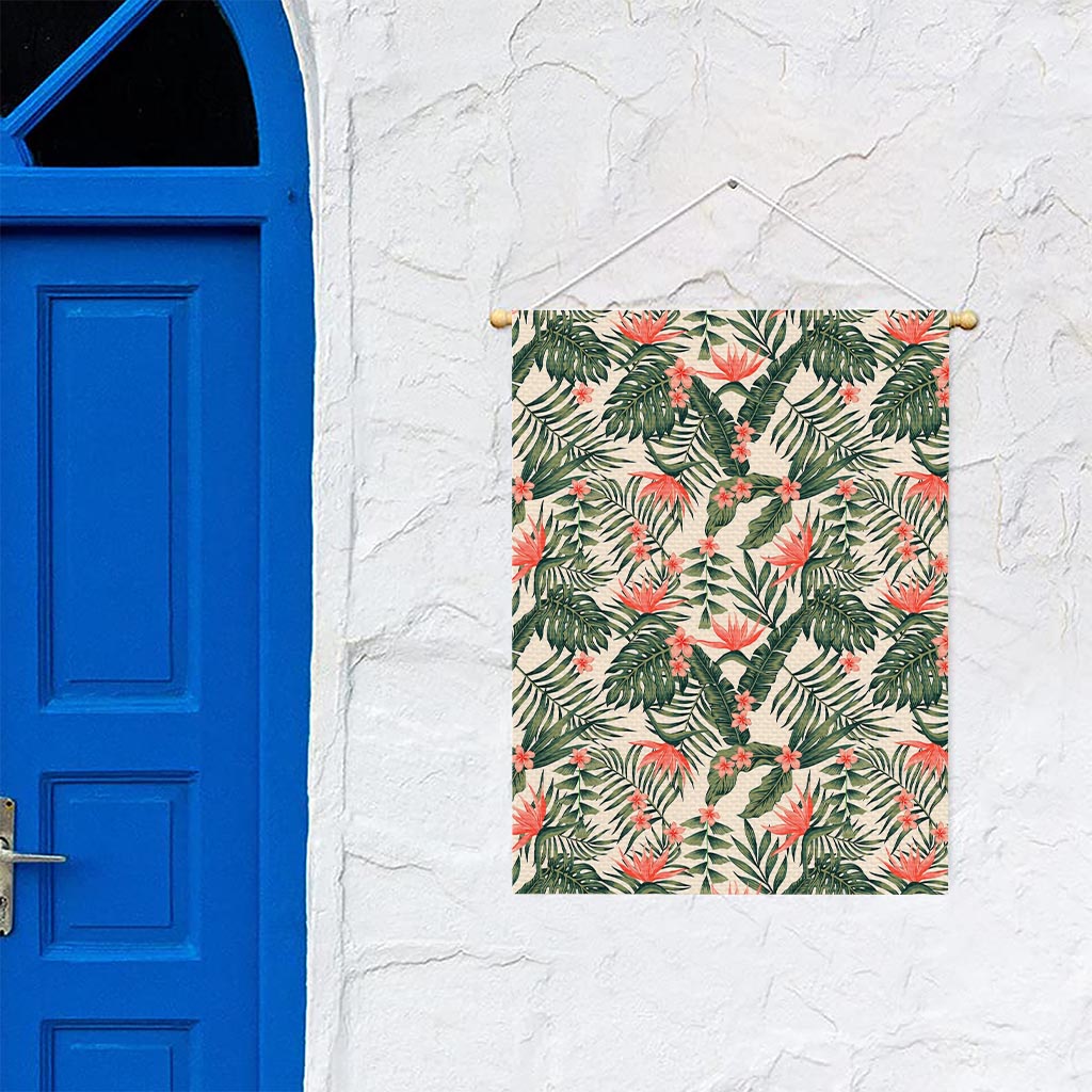 Blossom Tropical Leaves Pattern Print Garden Flag