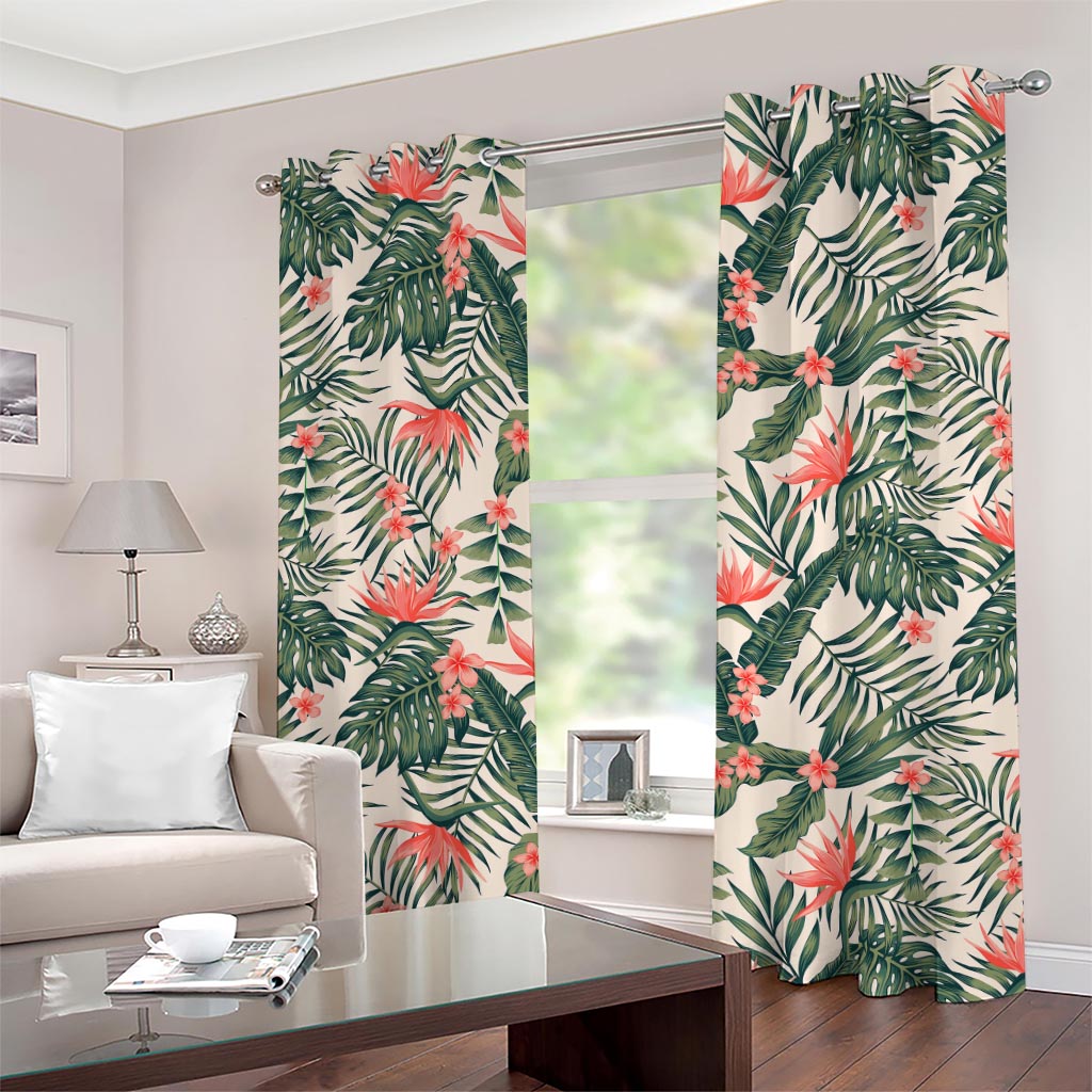 Blossom Tropical Leaves Pattern Print Grommet Curtains