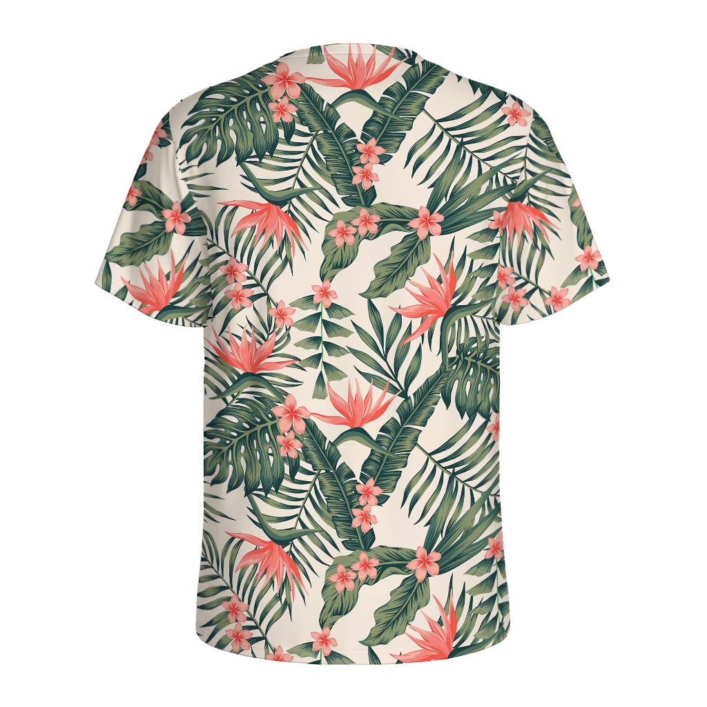 Blossom Tropical Leaves Pattern Print Men's Sports T-Shirt